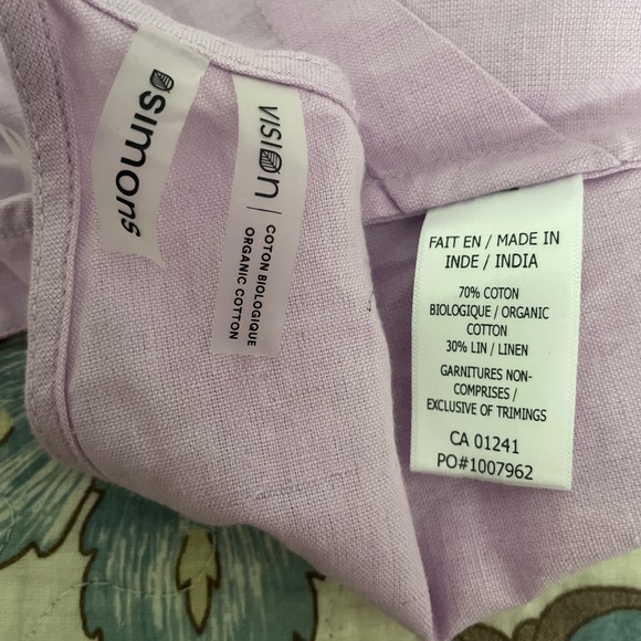 Lilac Organic Tie Crop Top Cotton Linen Blend - Picture 5 of 6